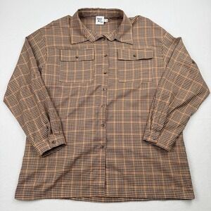 Princess Polly Brown Plaid Button Front Shacket Jacket Womens Size US 10
